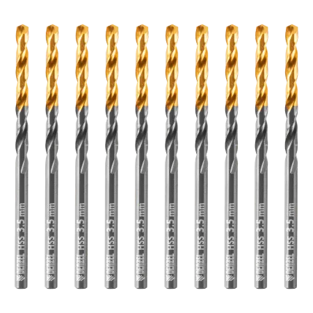 Сверло по металлу DENZEL 3,5 мм, HSS-Tin, Golden Tip, 10 шт.