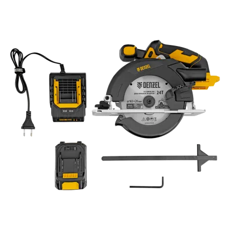 Пила циркулярная аккумуляторная DENZEL CCSH-20-165, 165 мм, Li-Ion, 20 В