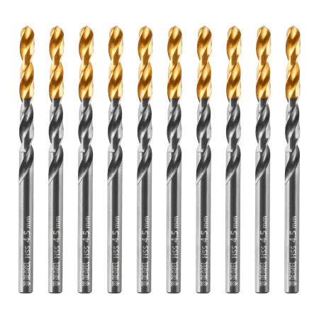 Сверло по металлу DENZEL 4,5 мм, HSS-Tin, Golden Tip, 10 шт.