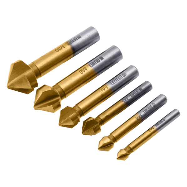 Набор зенковок DENZEL HSS, M3-M10, 6 шт, металл. кейс