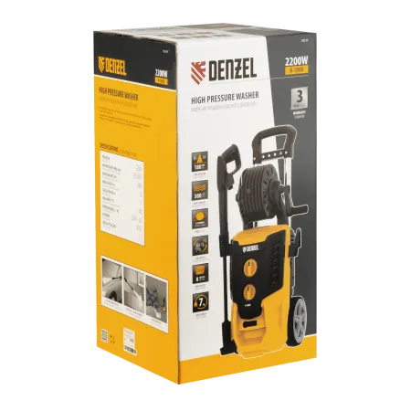 Моечная машина высокого давления DENZEL R-180D, 2200 Вт, 180 бар, 380 л/ч, с барабаном