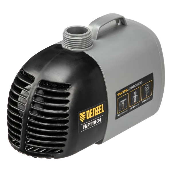 Насос фонтанный DENZEL FNP110-34, 112 Вт, подъем 3,4 м, 3400 л/ч, колокольчик/каскад/гейзер