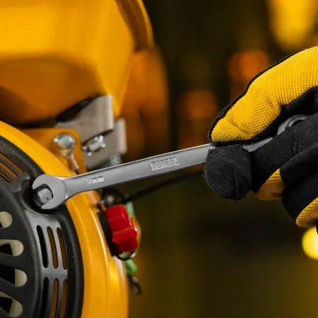 Ключ комбинированный трещоточный DENZEL, 9 мм, CrV, матовый хром