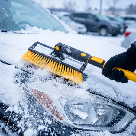 Щетка-сметка для снега со скребком DENZEL, телескоп, поворотная голова, водосгон, 900-1200 мм
