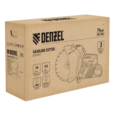 Бензорез DENZEL МС-7440, 74 см3, диаметр диска 400 мм