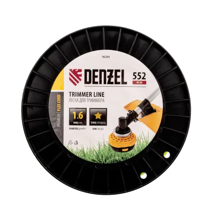 Леска для триммера DENZEL 96284 звезда, 1,6мм х 552м, на DIN катушке FLEX CORD