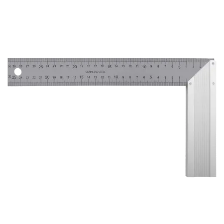 Угольник DENZEL 32397 300 мм, нержавеющая сталь, градуировка, алюминиевое основание