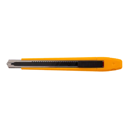 Нож DENZEL 9 мм, сменное лезвие, SK4, метал. направляющая, клипса, нажимной фиксатор