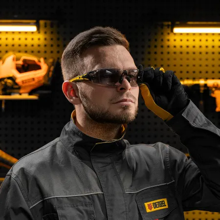 Очки защитные DENZEL открытые, поликарбонатные, дымчатая линза, 2х комп.дужки