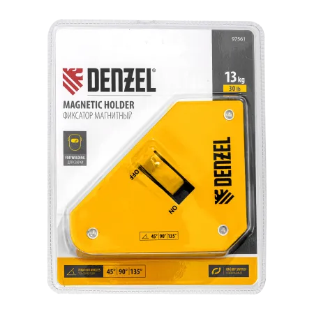 Фиксатор магнитный DENZEL отключаемый для сварочных работ усилие 30 LB, 45х90 град.