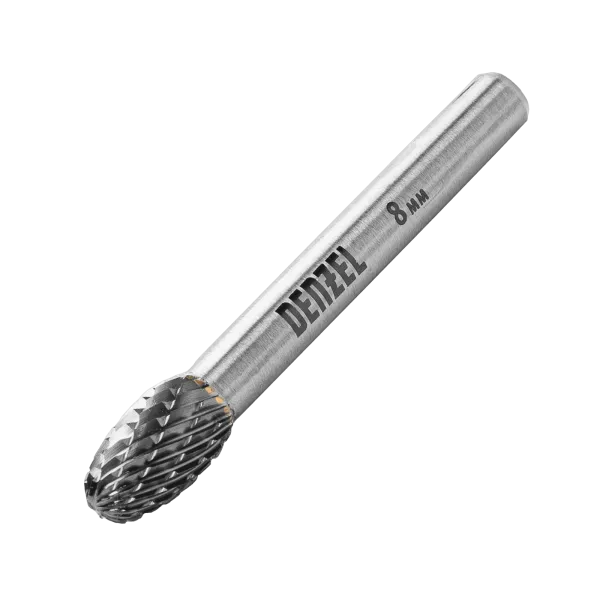 Борфреза по металлу DENZEL твердосплавная, овальная, тип-E, 8 мм