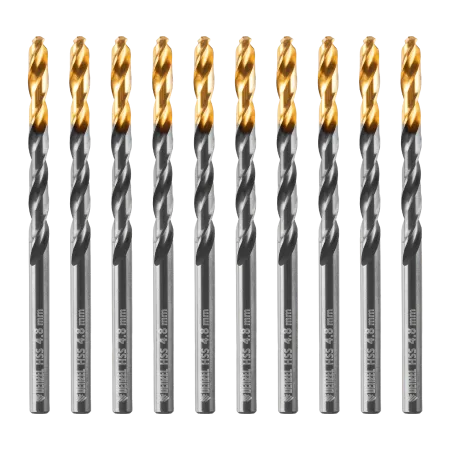 Сверло по металлу DENZEL 4,8 мм, HSS-Tin, Golden Tip, 10 шт.
