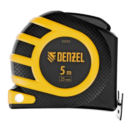 Рулетка DENZEL 5м x 25 мм, магнит, двухсторонний зацеп, нейлон, двуст. шкала, автоматич