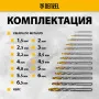 Набор сверл по металлу DENZEL, 1,5-6,5мм, Р6М5-TiN, Golden Tip, 13 шт