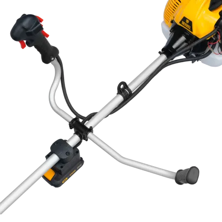 Триммер бензиновый DENZEL DT-52E, 52 см3, неразъемная штанга, электростартер, состоит из 2 частей
