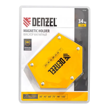 Фиксатор магнитный DENZEL для сварочных работ усилие 75 LB, 30х45х60х75х90х135 град.