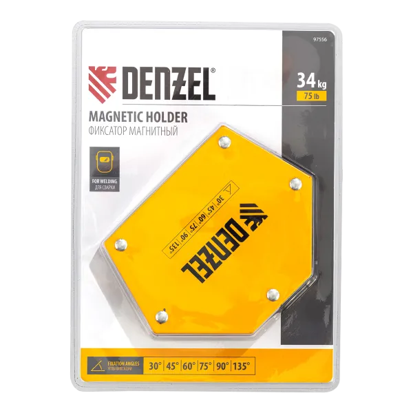 Фиксатор магнитный DENZEL для сварочных работ усилие 75 LB, 30х45х60х75х90х135 град.