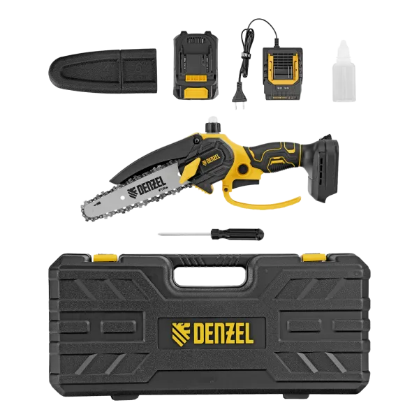 Цепная мини-пила аккумуляторная бесщет. DENZEL CCS-150, шина 150 мм, Li-Ion, 20 В