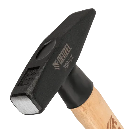 Молоток слесарный DENZEL 300 г, кованый квадратный боек, буковая рукоятка