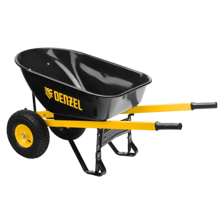 Тачка строительная DENZEL усиленная, объем 140 л, 250 кг, двухколесная, колесо 15х6.00-6