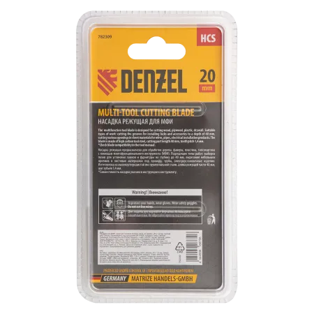Насадка для МФИ DENZEL 782309 режущая пазовая прямая, HCS, по дереву, 20 х 1.4 мм