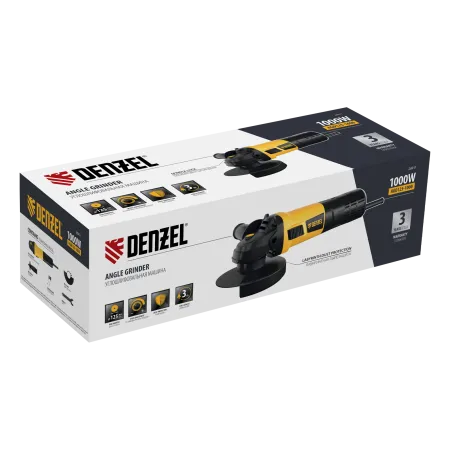 Машина шлифовальная угловая DENZEL AGD125-1000, 1000 Вт, 125 мм, 3000-10000 об/мин