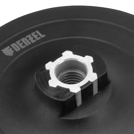 Тарелка опорная для дрели и УШМ DENZEL с липучкой, 115 мм, твердая, с адаптером c М14 на d8