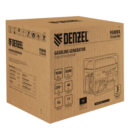 Генератор бензиновый DENZEL PS-95EA-PRO, 9,5 кВт, 230 В, 40 л, разъем ATS, эл.старт