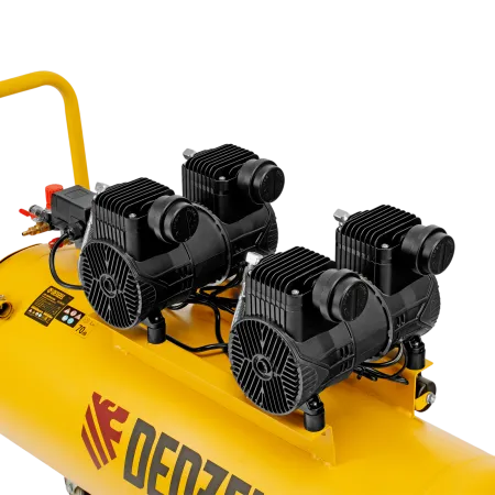 Компрессор безмасл. малошумный DENZEL DLP-3000/100, 3 кВт, 2х1,5 кВт,100 л, 2850 об/мин,500 л/мин