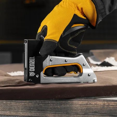 Степлер металлический DENZEL скобы в комплекте, 2К рукоятка, тип 53, 6-10 мм