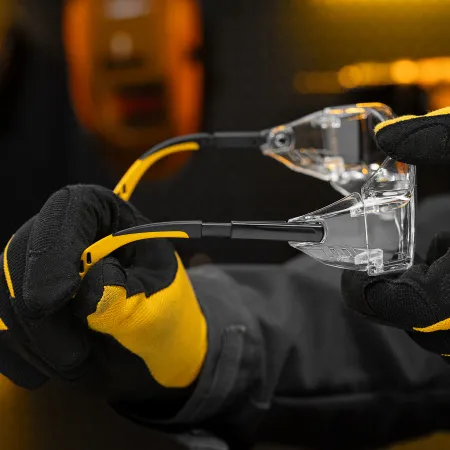 Очки защитные открытые DENZEL поликарбонатные, увеличенная прозрачная линза,  регулируемые дужки