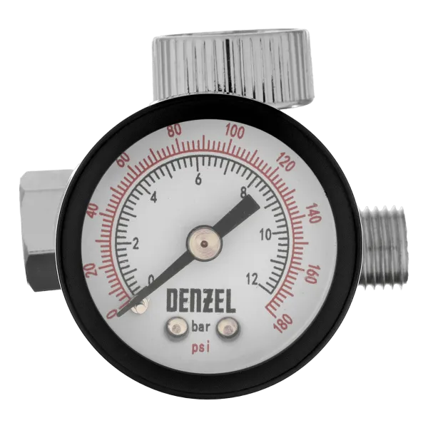 Регулятор давления с манометром DENZEL для краскораспылителя K1500, 12 бар, 1/4"