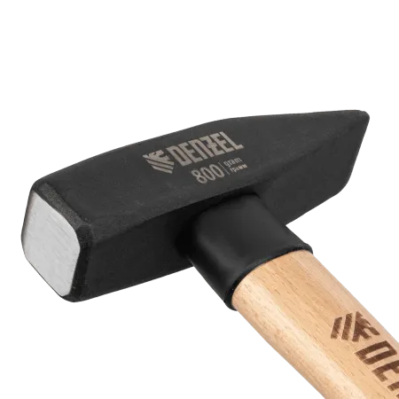 Молоток слесарный DENZEL 800 г, кованый квадратный боек, буковая рукоятка