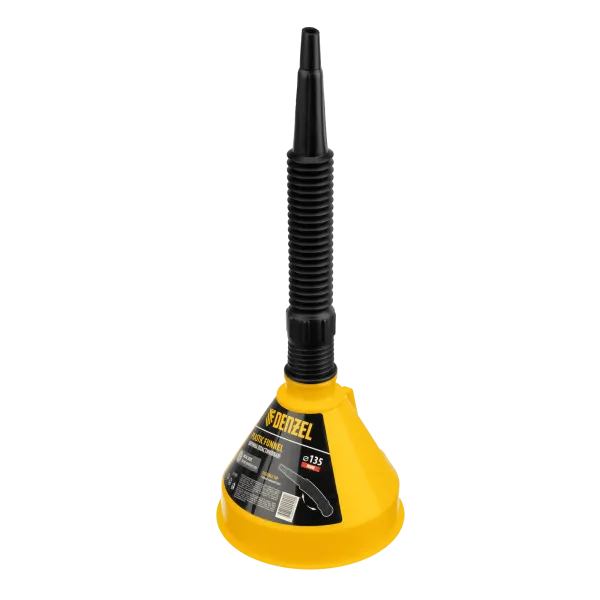 Воронка пластиковая DENZEL 135 мм с металлическим ситом и гибким наконечником