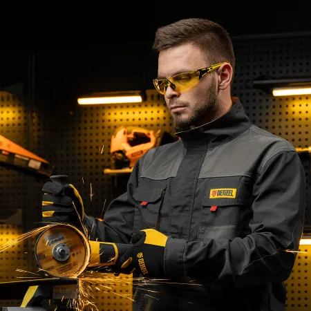 Очки защитные DENZEL открытые, поликарбонатные, желтая линза, 2х комп.дужки