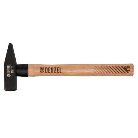 Молоток слесарный DENZEL 500 г, кованый квадратный боек, буковая рукоятка