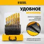 Набор сверл по металлу DENZEL, 1-10 мм, Р6М5К8-TiN, Golden Tip, 19 шт