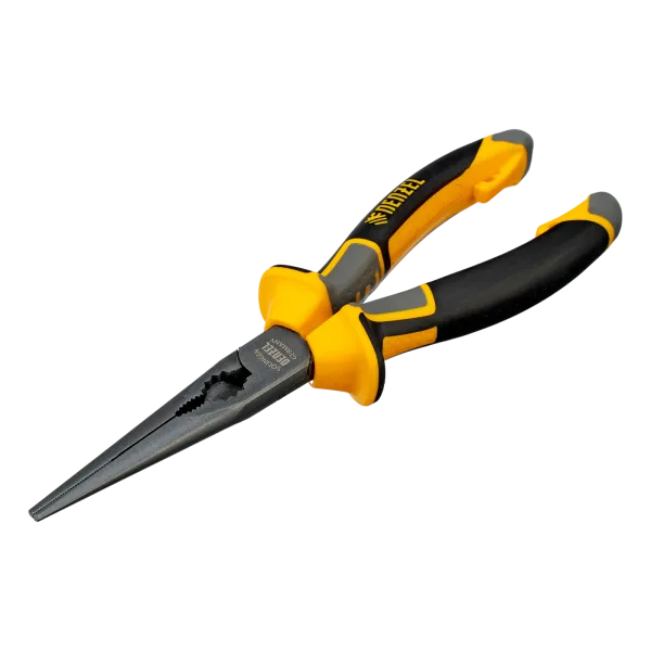 Длинногубцы прямые DENZEL 205 мм, трехкомпонентные рукоятки