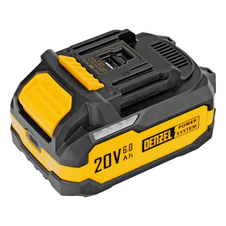 Батарея аккумуляторная DENZEL BH-20-6.0, Li-Ion, USB, 20 В, 6,0 Ач