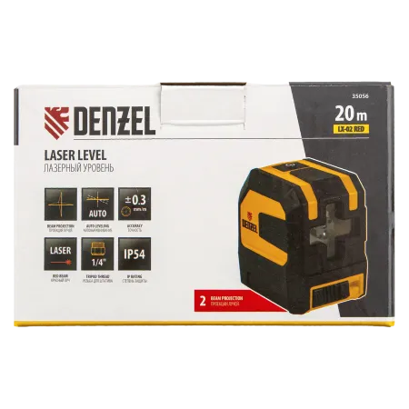 Лазерный уровень DENZEL LX 02 Red, 20 м, 635 нм, резьба 1/4 дюйм