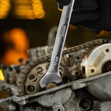 Набор ключей комбинированных трещоточных DENZEL 6-17 мм, 6 шт., CrV, матовый хром