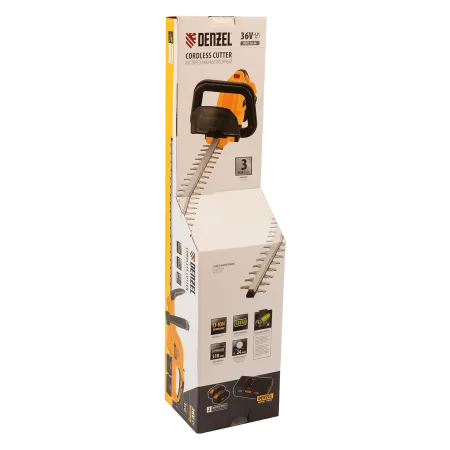 Кусторез аккумуляторный DENZEL RBC510-36, Li-ion, 36 В, 4 Ач, нож 510 мм, поворотная ручка