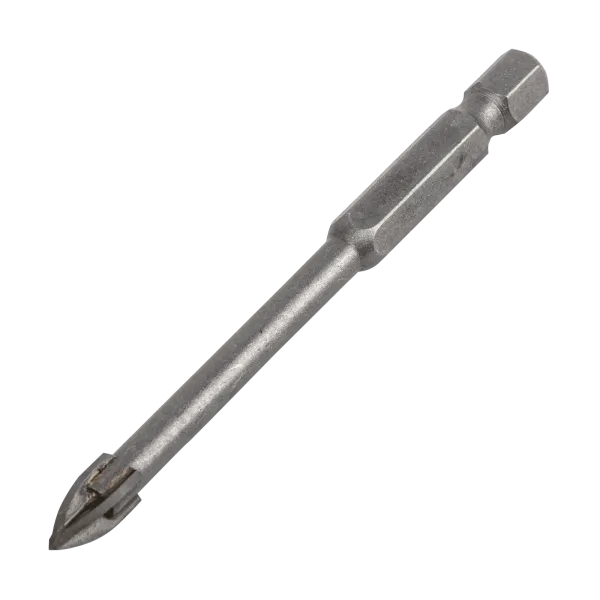 Сверло по керамической плитке DENZEL 6 мм, крестовая пластина, шестигранный хвостовик