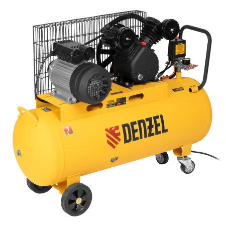 Компрессор воздушный DENZEL BCV2200/100, 2.2 кВт, ременный привод, 100 литров, 370 л/мин