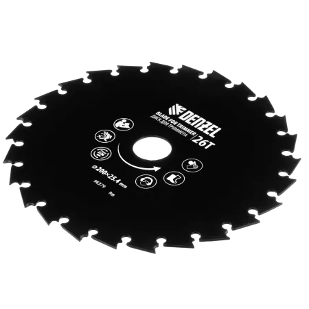 Диск для триммера DENZEL c долотообразной формой зуба, 200 х 25,4 26 зубов