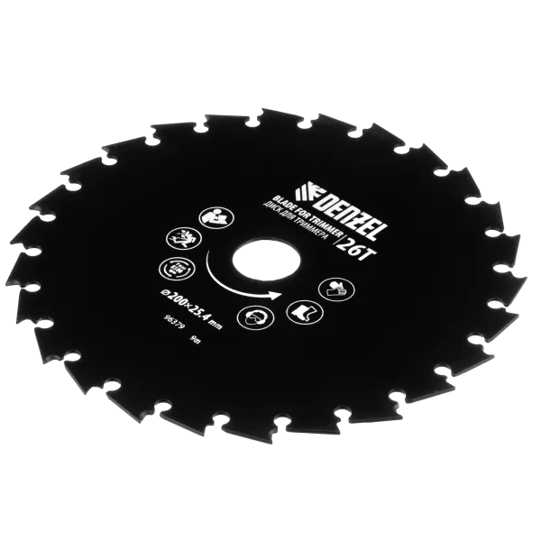 Диск для триммера DENZEL c долотообразной формой зуба, 200 х 25,4 26 зубов