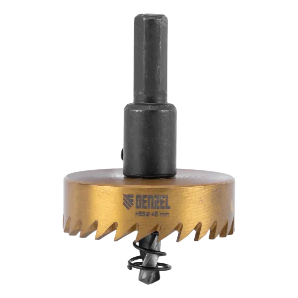 Коронка по металлу DENZEL 724115, 45 мм, HSS, нитридтитановое покрытие