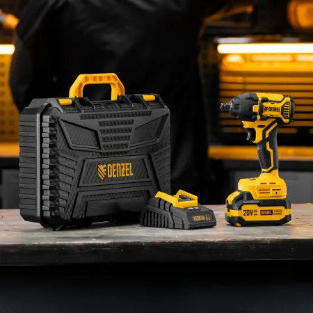 Гайковерт ударный аккумуляторный бесщет. DENZEL CIWH-BL-20-350, Li-Ion, 20 В