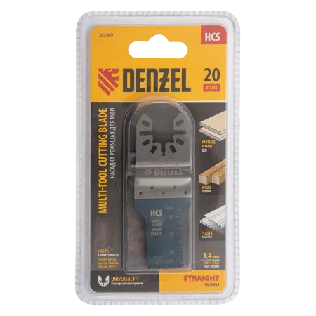 Насадка для МФИ DENZEL 782309 режущая пазовая прямая, HCS, по дереву, 20 х 1.4 мм