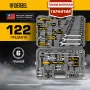 Набор инструментов DENZEL 1/2", 1/4", CrV, S2, пластиковый кейс, 122 предмета